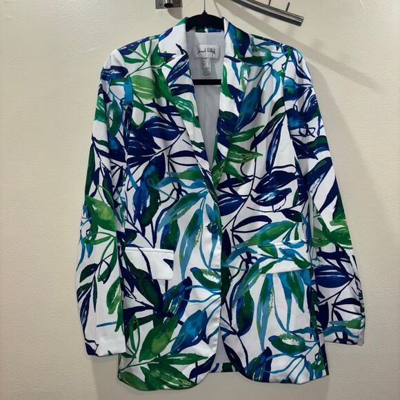 Joseph Ribkoff Tropical Leaf Print Blazer Jacket – Size 2 - Picture 4 of 15